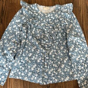 Sézane Angele Blouse Top Fleurs Denim Blue 34 US 2 NWT